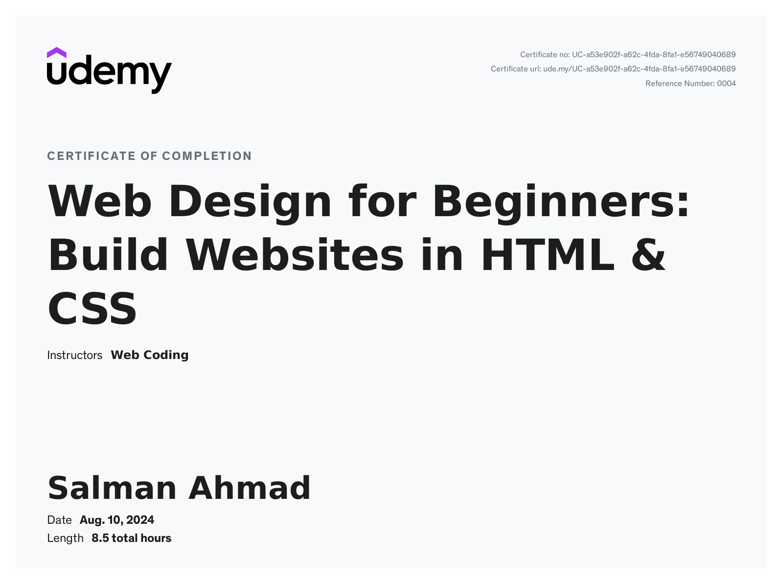 Web Basics Certificate